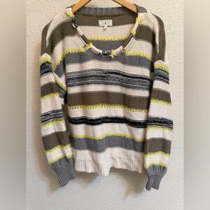 Lou & Grey Striped Sweater - Cream, Gray, Green